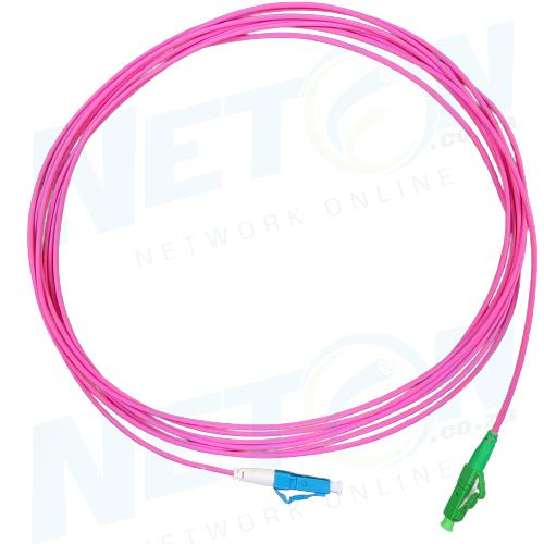 Pink LC/APC - LC/UPC Simplex Single Mode Fibre Patch Lead