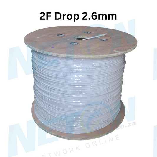 2km/drum Round 2F White Drop Cable 2.6mm OD
