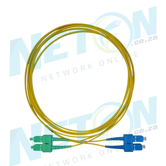 3m SC/APC - SC/UPC Duplex Single Mode Fibre Patch Lead