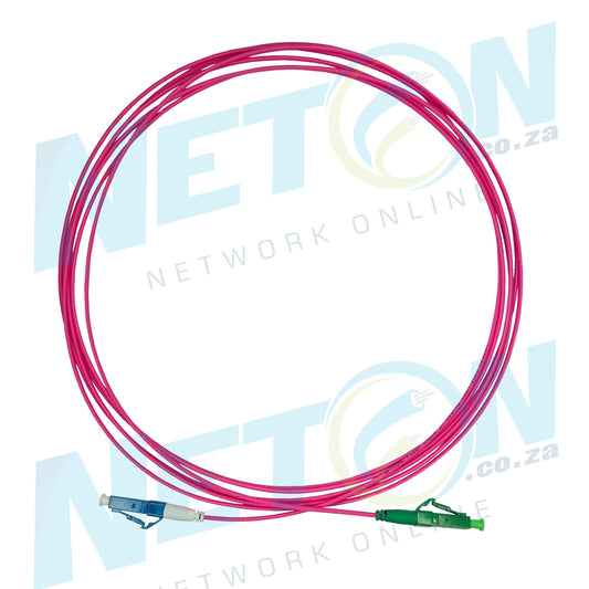 Pink LC/APC - LC/UPC Simplex Single Mode Fibre Patch Lead